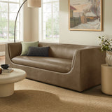 Hilda 86 inch Curved Back Vegan Leather Sofa in Mushroom by Modway