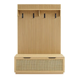 Fluted 3-in-1 Hall Tree With Storage Bench and Coat Rack