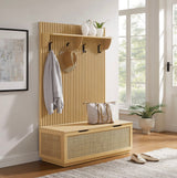 Fluted 3-in-1 Hall Tree With Storage Bench and Coat Rack