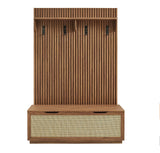 Fluted 3-in-1 Hall Tree With Storage Bench and Coat Rack