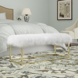 White Sheepskin Bench