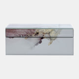 Beige/Gold Glass Marble Box - Delina 8" x 5"