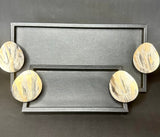 Black Leather Trays w/ Antique Grain (Set of 2)