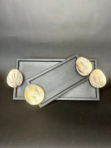 Black Leather Trays w/ Antique Grain (Set of 2)