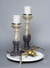 Los Angeles Luxe 15" Dark Grey Crackled Candle Holder