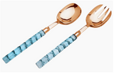2pc Salad Set-Rose Gold w/Blue