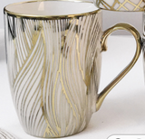White & Gold Highlight Ceramic Porcelain Coffee Mug