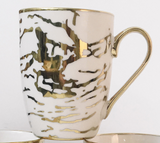 White & Gold Highlight Ceramic Porcelain Coffee Mug
