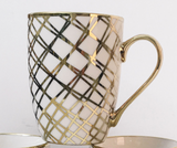 White & Gold Highlight Ceramic Porcelain Coffee Mug