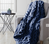 Faux Fur Throw(s): Navy, Silver & Taupe