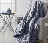 Faux Fur Throw(s): Navy, Silver & Taupe
