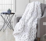 Faux Fur Throw(s): Navy, Silver & Taupe