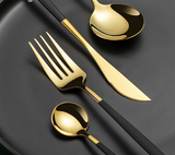 Silverware Set (Gold/w Black Handle)