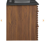36" Wall-Mount Bathroom Vanity in Walnut Black