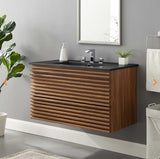 36" Wall-Mount Bathroom Vanity in Walnut Black
