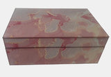 Beige/Gold Glass Marble Box - Delina 8" x 5"