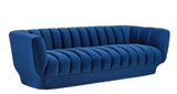 Vertical Channel Velvet Sofa - Blue