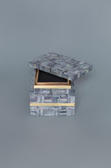 Brass and Gray Inlay Box Set of 2