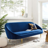 Vertical Curve Back Performance Velvet Sofa
