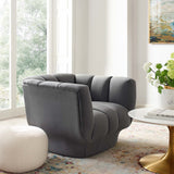 Vertical Channel Tufted Performance Velvet Armchair in Gray