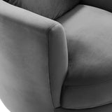 Performance Velvet Swivel Armchair in Gray