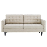 Tufted Fabric Sofa in Beige