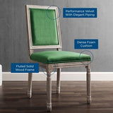 Vintage Performance Velvet Dining Side Chair in Natural Emerald