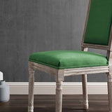Vintage Performance Velvet Dining Side Chair in Natural Emerald