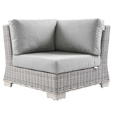 Wicker Rattan Corner Chair in Light Gray Gray