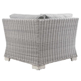 Wicker Rattan Corner Chair in Light Gray Gray