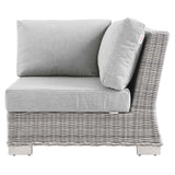 Wicker Rattan Corner Chair in Light Gray Gray