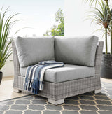 Wicker Rattan Corner Chair in Light Gray Gray