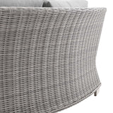 Patio Wicker Rattan Round Corner Chair in Light Gray Gray