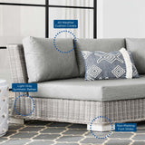 Patio Wicker Rattan Round Corner Chair in Light Gray Gray