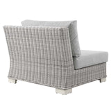 Wicker Rattan Right-Arm Chair in Light Gray Gray