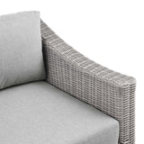 Wicker Rattan Right-Arm Chair in Light Gray Gray