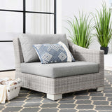 Wicker Rattan Right-Arm Chair in Light Gray Gray