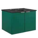 24" Wall-Mount Bathroom Vanity in Green Black