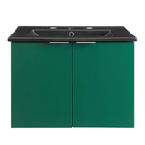 24" Wall-Mount Bathroom Vanity in Green Black