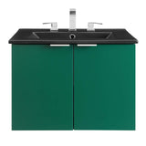 24" Wall-Mount Bathroom Vanity in Green Black