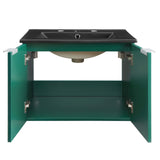 24" Wall-Mount Bathroom Vanity in Green Black
