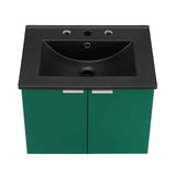 24" Wall-Mount Bathroom Vanity in Green Black