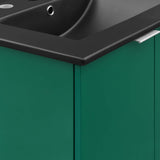 24" Wall-Mount Bathroom Vanity in Green Black