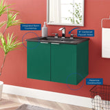 24" Wall-Mount Bathroom Vanity in Green Black