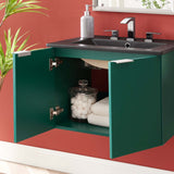 24" Wall-Mount Bathroom Vanity in Green Black