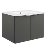 24" Wall-Mount Bathroom Vanity in Gray White