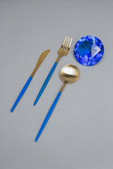 Silverware Set (Gold/w Navy Handle)
