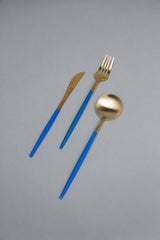 Silverware Set (Gold/w Navy Handle)