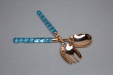 2pc Salad Set-Rose Gold w/Blue