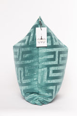 Teal Greek Key Velvet Pillow